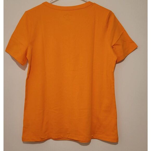 Coral Bay Womens Solid Horseshoe Short Sleeve Top Small Orange - Picture 3 of 10